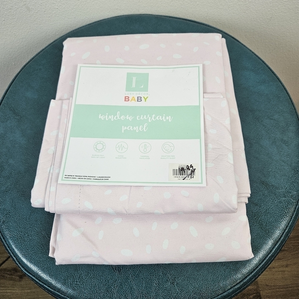 Lush Decor Baby Pink Polka Dot Curtain Panel Nursery Brand New 52” X 84”